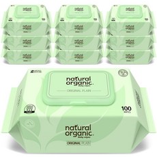 네츄럴오가닉 오리지널 플레인 유아물티슈 캡형, 50g, 100매, 10개