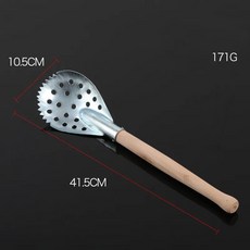 스테인레스 스틸 스키머 슬롯 형 나무 손잡이 미끄럼 방지 파스타 스파이더 스트레이너 내열성 두꺼운 국자, 02 L2