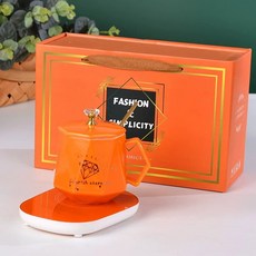 워머 머그 세트 사무실 따뜻한 보온 선물 온열 커피잔 단체 히터 그린 유지 55도, O. 오렌지 레드