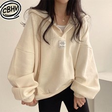 CBHV 여성 오버핏 후드티 캐주얼 오버핏 맨투맨 모자 트레이닝