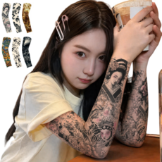 코앤차 타투팔토시 6종세트 문신스티커 타투슬리브 페이크타투 반팔커버