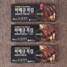 [케이쿡] 바베큐폭립 1팩+매콤폭립 1팩+숯불구이향폭립 1팩 팩당 400g, 1개