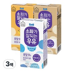 매일유업 소화가잘되는우유 3종(흰우유+바나나+미숫가루), 3팩, 190ml