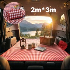 다이떼 깅엄체크 다용도 방수 대형 캠핑 피크닉매트 간편돗자리, 레드