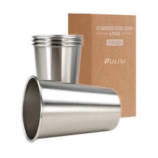 어린이 및 성인용 스테인리스 스틸 컵 파인트 컵 텀블러 금속 컵 쌓을 수 있는 12oz 음료 안경 여행 캠핑 350ml 4 팩, 350ml 12oz, 1개, Set of 4