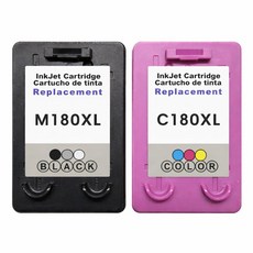 잉크아울렛 삼성 호환잉크 대용량세트 M180 XL C180 XL SL-J1660 SL-J1663 SL-J1665 검정 컬러 세트, M180 검정 재생 + C180 컬러 재생, 1세트