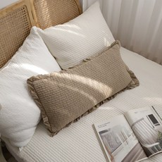 베개커버 피그먼트 60수 아사면 30x70 줄누빔프릴, 브라운(30x70-커버단품)