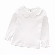 여아 유아동 예쁜 카라 기본 긴팔 프릴 티셔츠 웨이브심플티셔츠