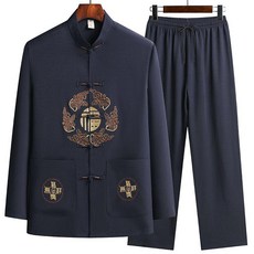 2026唐裝中老年人男裝長袖套裝春秋季中國風漢服棉麻爸爸爺爺衣服 副廠商品