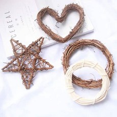 愛心籐圈 心型花環 聖誕掛件 乾燥花拍照道具/花圈材料, 1個, 愛心籐圈25cm,原色