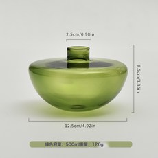 創意圓形彩色花瓶水培玻璃插花器餐桌裝飾擺件可做香薰瓶, hp2049 綠色圓底小花瓶