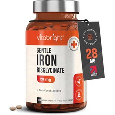 VitaBright 비타브라이트 철분정 28mg 고함량 비건 피로회복, 1개, 180정