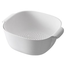 逸家居 雙層洗菜籃 蔬果瀝水籃 北歐風洗菜盆 白色廚房備菜盆, 白色, 1個