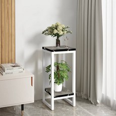 현대풍 2단화분선반 60CM 거실화분정리대, 1단, 블랙 & 화이트