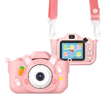 Timo 兒童相機 可愛卡通造型 趣味濾鏡 益智玩具 1080P錄影, 1個, 粉色