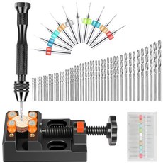 Sunjoyco SUNJOYCO 60피스 핀 바이스 핸드 드릴 세트 마이크로 미니 트위스트 비트 PCB 벤치 도구 레진 우드 주얼리 제작 DIY 및 모델 빌딩용, Sunjoyco SUNJOYCO 60피스 핀 바이스 핸, 1