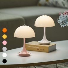 바루 LED 무선 머쉬룸 터치 스탠드 무드등, 클리어 화이트