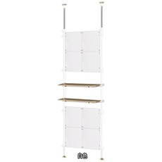 巴塞隆納塑膠洞洞板置物架-頂天立地活動式(附木板) 檔風板 隔離板 屏風, 白色