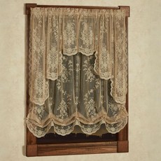 럭셔리 시어 폴리에스터 피오나 레이스 창문 장식 | 풍선형 창문 셰이드 38인치 길이 스웨그 페어 | 시대를 초월한 클래식 전통 스타일 | 앤