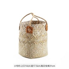 라탄 바구니 원형 빨래 소쿠리 인테리어 오렌지 소형 집꾸미기 내일의공간 수납 투톤, 1개, G. 화이트 스몰 로프 핸들