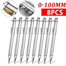 캘리퍼스 볼펜 측정 범위 정밀 0-100mm 도구 휴대용 문구류, 8PCS Blue, 1세트, China Mainland