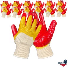 반코팅 작업장갑 이중황코팅 P-6, 혼합색상, 40세트