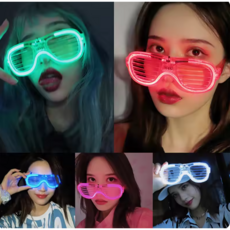 잇몰 클럽 술집 감성 주점 파티용 LED 인싸 안경 5종, 1개, 화이트