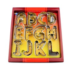 알파벳 영어 쿠키틀 대문자 스테인레스 쿠키 이니셜 베이킹 쿠키커터 커터, A. 26 피스 영어 편지 세트, 1개