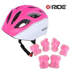 스노라이드 스노라이드 RE13+RE14 아동용 보호대+헬멧/인라인/자전거/킥보드/어린이, 헬멧:화이트핑크, 1세트