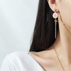 NOID-B 鋼製十字架硬幣造型耳環