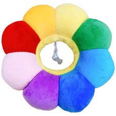 zeze 寵物造型防舔咬頭套 蘋果花朵造型 舒適可調式伊莉莎白圈, 1個, 奶油獅防舔咬頭套-彩色M