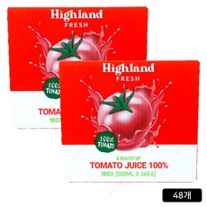 하이랜드 프레쉬 100% 착즙 토마토 주스(무설탕 무가당), 48개, 200ml