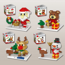 4종 크리스마스 나노 블럭 피규어 산타 루돌프 만들기 조립 단체 대량 선물, 단품