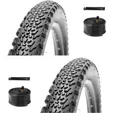 산악 자전거 타이어 세트: 오프로드 사이클링을 위한 레버가 있는 2팩 2627.529x2.1인치 접이식 교체 및 페어 인치 슈레이더 밸브 내부 튜브, 27.5×2.1 inch