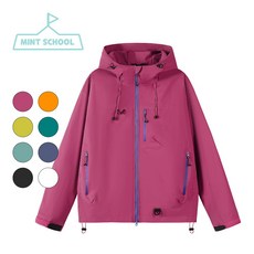 민트스쿨 남여공용 컬러 후드 바람막이 방수 방풍 발수 아웃도어