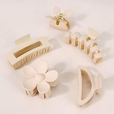 두꺼운 머리카락을 위한 Honey 5팩 대형 헤어 클립 - 중성 매트 클로 3.4-4.3인치 강력한 홀드 논 슬립 바나나 플라워 클램프 여성용