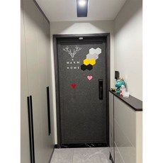 Home economics_Bruce 隔音毛氈門貼 舊木門翻新裝飾貼紙, 墻推:中灰色 送美工刀+圖案 ,2毫米厚 整張1.05X2.2m