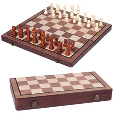 고급 원목 접이식 자석 원목 체스 휴대용 CHESS 보드 게임 빅 사이즈(퀸2개), 원목색, 1개