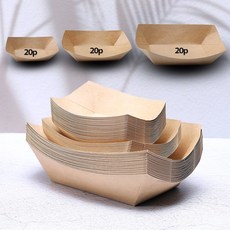 일회용 크라프트 종이 사각 접시 트레이, 1세트, 60개입