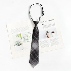 灰色條紋格紋學生制服配飾領帶 免打領結襯衫配飾 復古日系風格 懶人領帶 男女學士服穿搭 #A1127灰色懶人 #默認尺寸