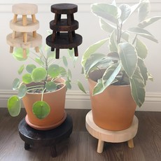원목 미니 스툴 화분 받침대 소품 데코 진열 낮은 원형 의자, 나무화분스툴 브라운 M