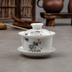 국화 사군자 개완 도자기 찻잔 개합잔 다기, 1개