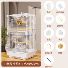 精選優品 鳥籠子大號鸚鵡籠虎皮玄鳳牡丹文鳥繡眼觀賞別墅金屬新型特大空間, 1個, 【豪華套餐 10件套】白色 大號鳥籠