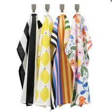 이케아 RINNIG 키친크로스 순면 100% 행주 멀티블랙옐로패턴 4P 1세트, 멀티색, 1개