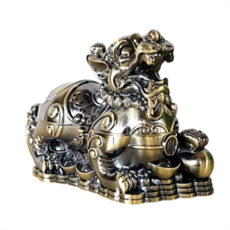 龍龜造型復古菸灰缸，精緻雕刻合金材質桌面擺飾，增添生活品味, 貔貅A款-青古銅, 1個