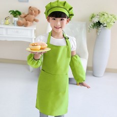 아동 무지 앞치마 쉐프모자 팔토시 풀세트 미술 요리 yek+51167Ie
