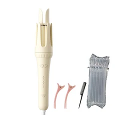 헤어 컬링 아이언 32mm 경기자 완드 전문 곱슬 집게 세라믹 전기 살롱 스타일링 도구 작은 압착 철, 04 유럽 ​​연합, 03 beige without box