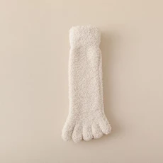 쿠쿠스토어 가을 겨울 여성 두꺼운 산호 양털 다섯 손가락 부드러운 중간 튜브 홈 층 잠자는 분할