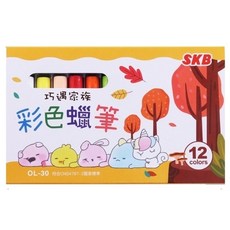 SKB 胖福星球彩色蠟筆 OL-55 24色兒童粉蠟筆安全無毒, 12色, 1套, 12個