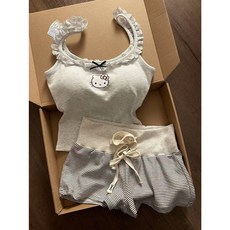 COSYEVNO 여성 여름 슬림핏 데일리 러블리 반팔+반바지 세트 BCXtz-3